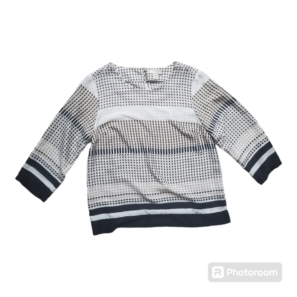 Saint Topez West Pattern White, Tan, Black M Blouse